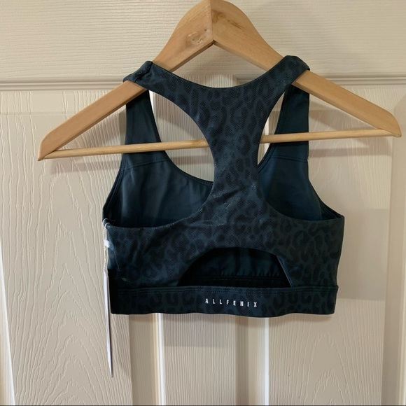 NWT Anthropologie All Fenix Liquid Leopard Forest Green High-Impact Sports Bra - Picture 2 of 5